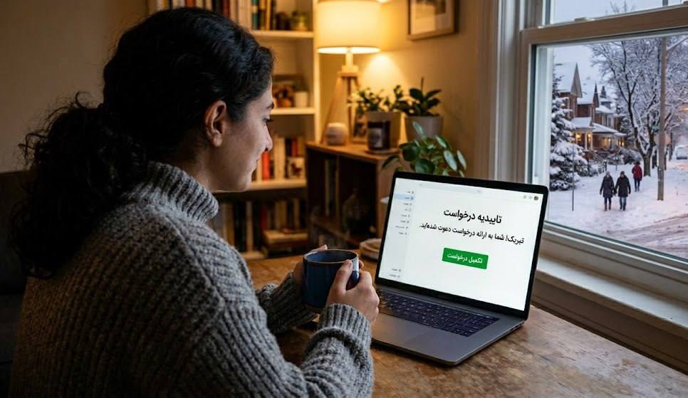 تایید درخواست مهاجرت روی لپ‌تاپ در خانه